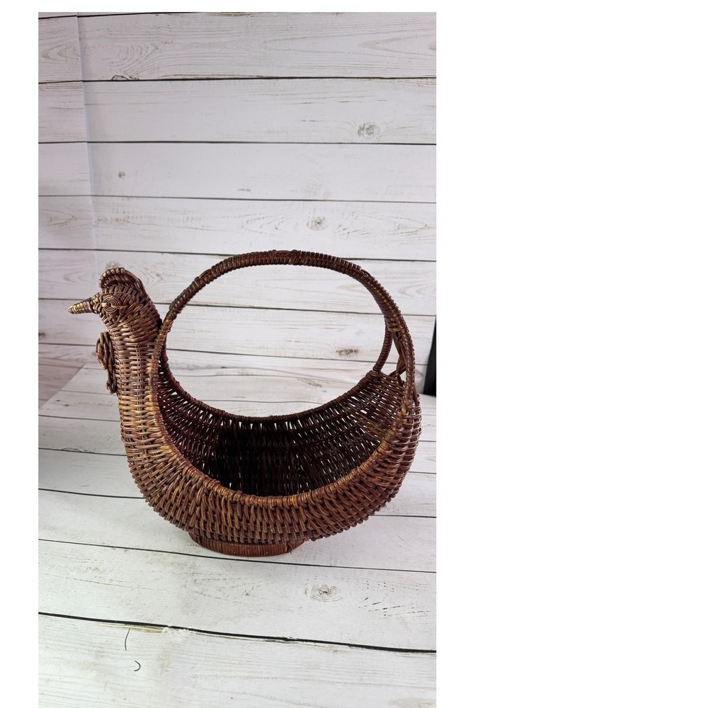 Vintage Wicker Duck‎ Basket Farmhouse Goose Basket Rustic Decor